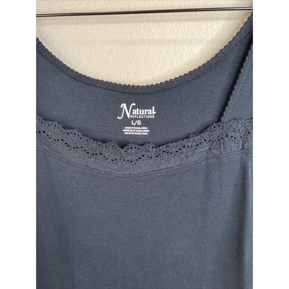 Natural Reflections Women’s Large Black Tank Top Lace Neckline‎ - Picture 3 of 14